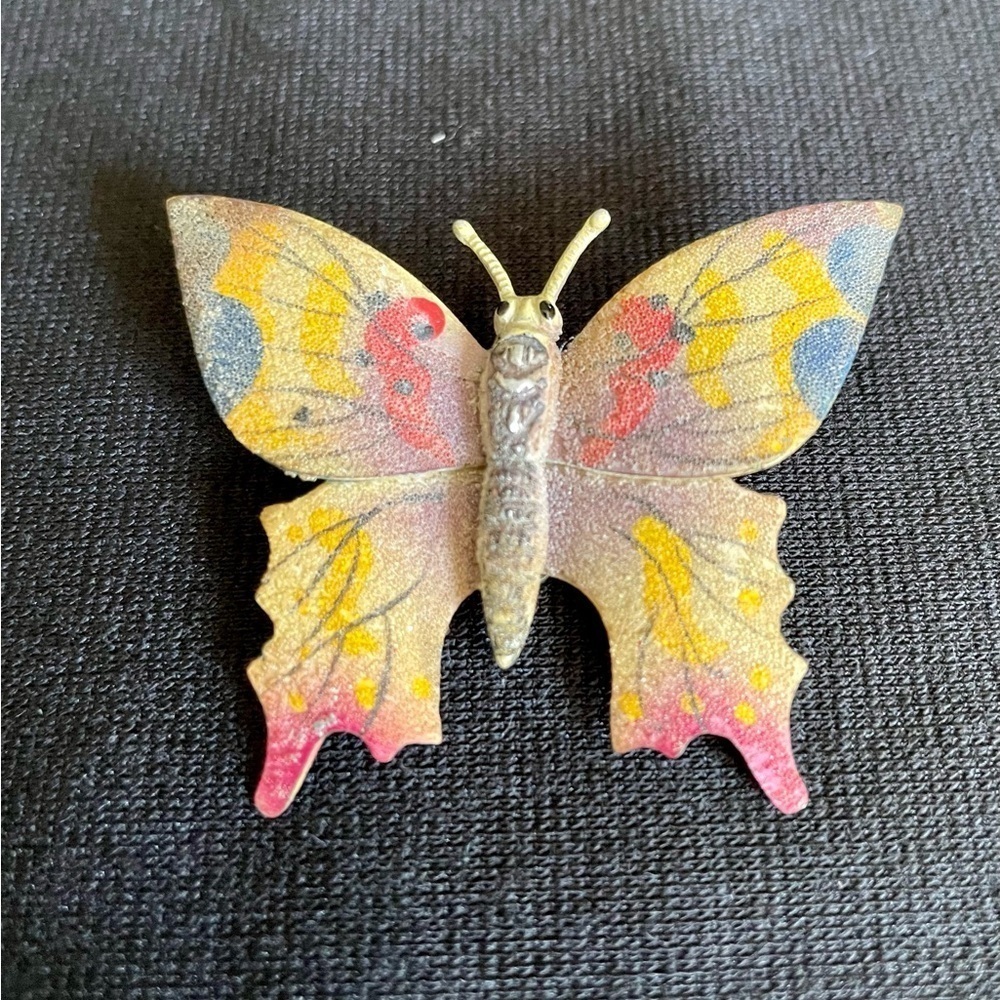 Brooch, Vintage Butterfly, Made in Korea, Muted Colors, Brass, Bohemian Muted